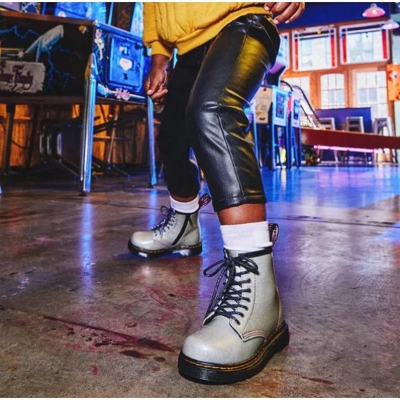 Dr Martens Toddler 1460 Sparkle Rays Lace Up Moto Boots - Picture 2 of 13